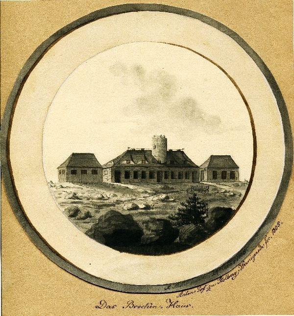 Das Brockenhaus, Handzeichnung Feder, Tusche, signiert: Anton Graf zu Stolberg-Wernigerode 1805 (Schloß Wernigerode GmbH RR-F)