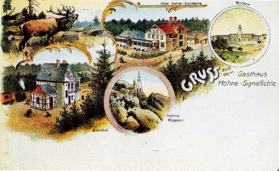 Postkarte; Gruss aus den Gasthaus Hohne-Signalfichte (Schloß Wernigerode GmbH RR-F)