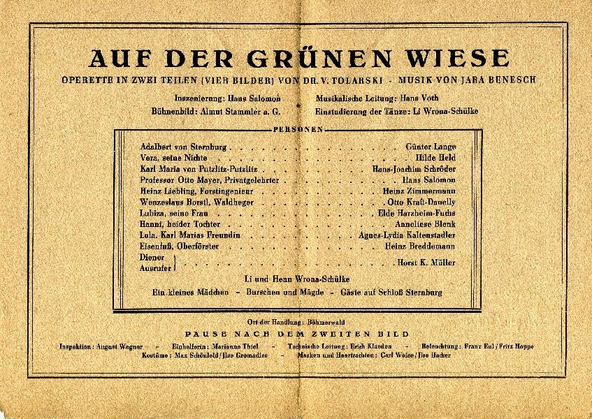 Stadttheater Wernigerode Sommerspielzeit 1949 "Auf der grünen Wiese" (Schloß Wernigerode GmbH RR-F)