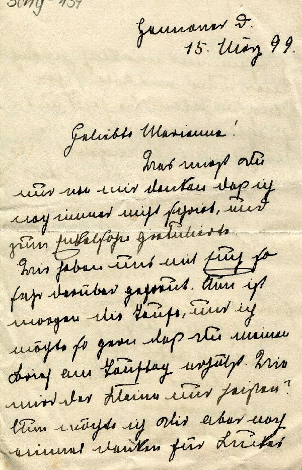 Hannover d. 15. März 1899 Elisabeth an Marianne (Schloß Wernigerode GmbH RR-F)