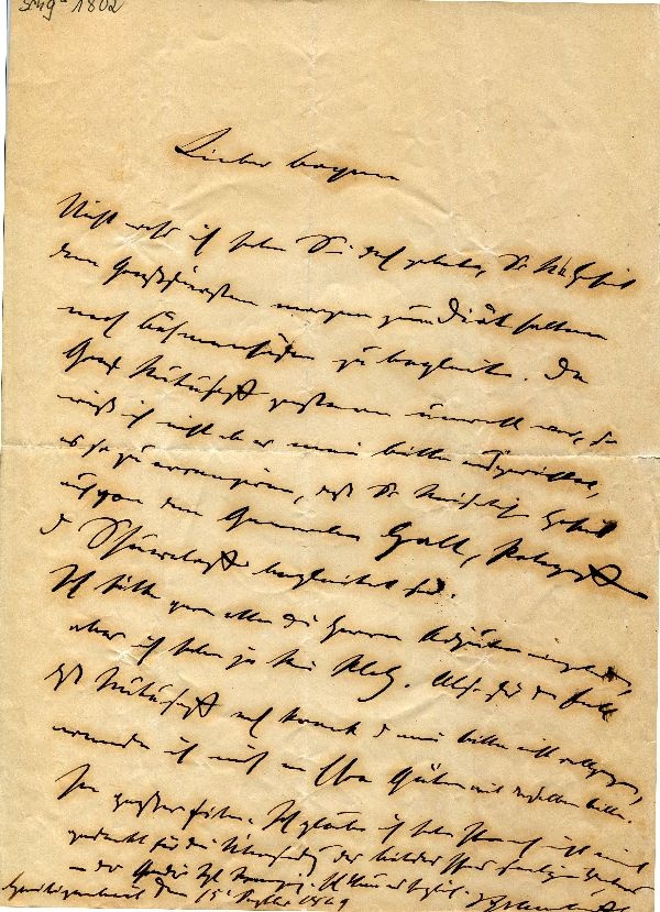 Schreiben des Generalfeldmarschall Edwin Frhr. von Manteifel 15. Sept 1869 (Schloß Wernigerode GmbH RR-F)