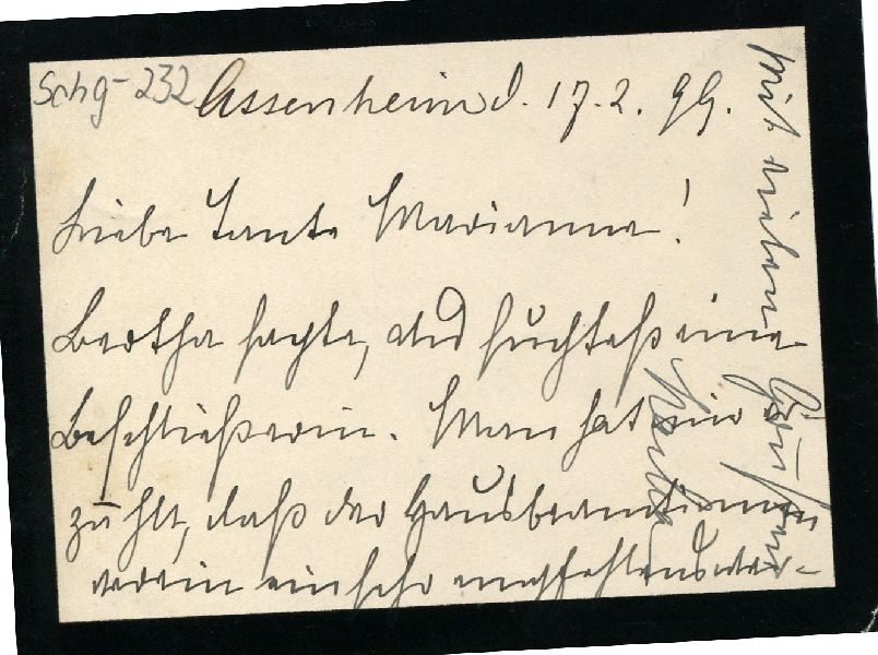 Assenheim 17.02.1899 Necha an Tante Marianne (Schloß Wernigerode GmbH RR-F)