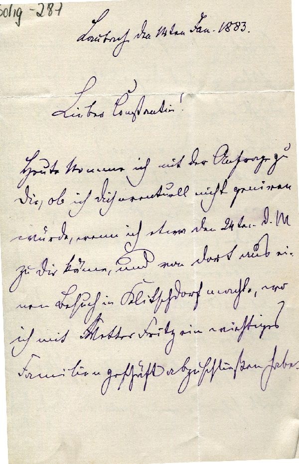 Laubach 14. Jan. 1883 Schwager Friedrich an Constantin (Schloß Wernigerode GmbH RR-F)