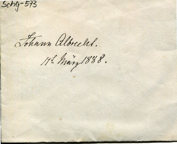 Kuvert adressiert Johann Albrecht 11. März 1888 (Schloß Wernigerode GmbH RR-F)