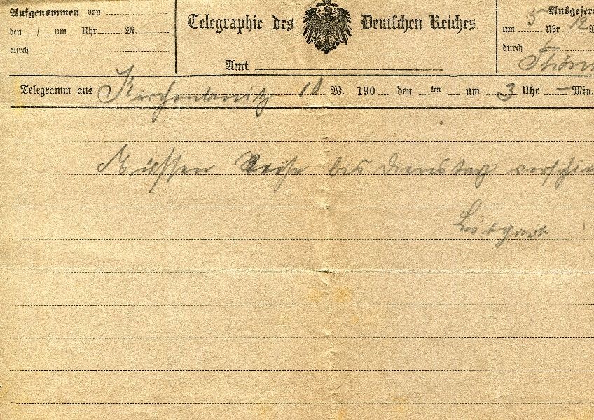 Telegr.: an Gräfin Solms Arnsburg bei Lich/Oberhessen (Schloß Wernigerode GmbH RR-F)