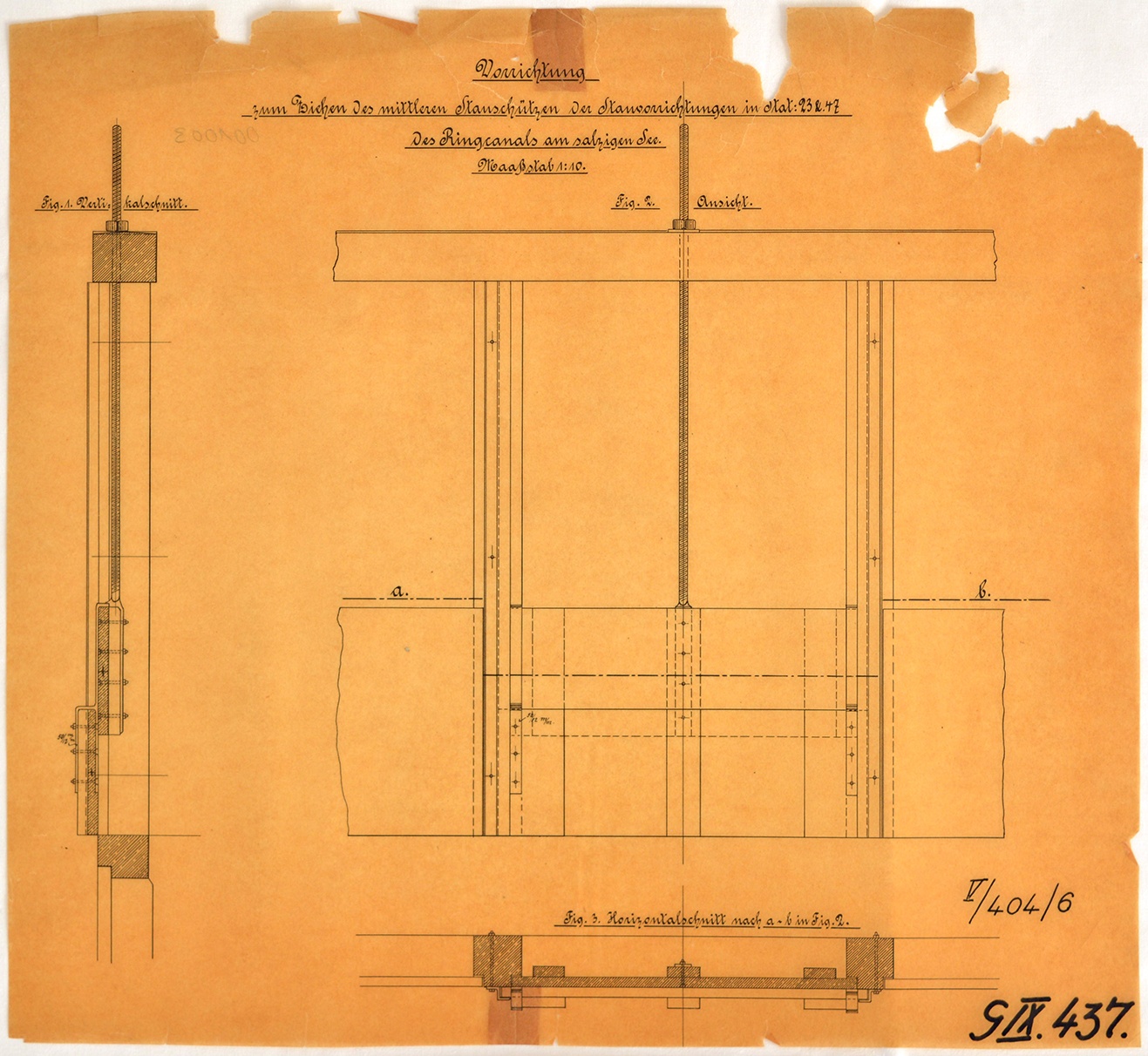Vorrichtung zum Ziehen des mittleren Stauschützen der Stauvorrichtungen in Stat: 23 &. 47 des Ringcanals am salzigen See. (Mansfeld-Museum im Humboldt-Schloss CC BY-NC-SA)