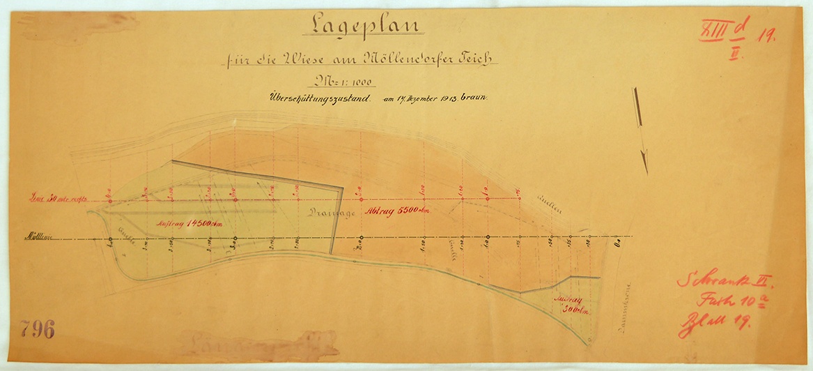 Lageplan für die Wiese am Möllendorfer Teich (Mansfeld-Museum im Humboldt-Schloss CC BY-NC-SA)