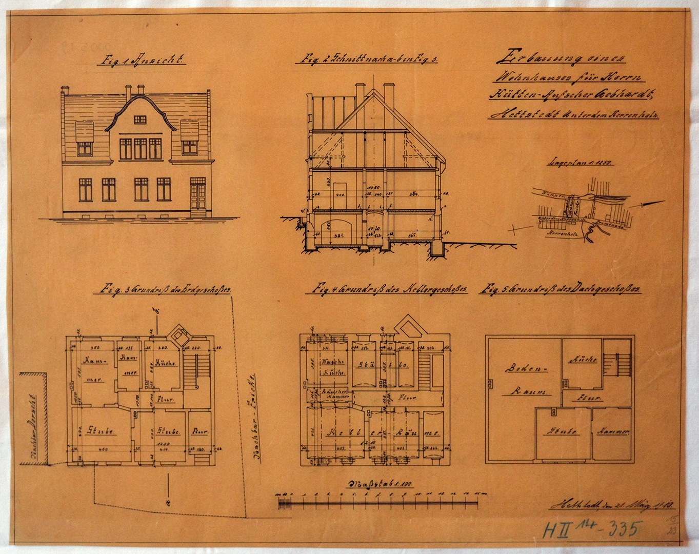 Erbauung eines Wohnhauses für Herrn Hütten-Aufseher Gebhardt, Hettstedt Unter dem Herrenholz. (Mansfeld-Museum im Humboldt-Schloss CC BY-NC-SA)