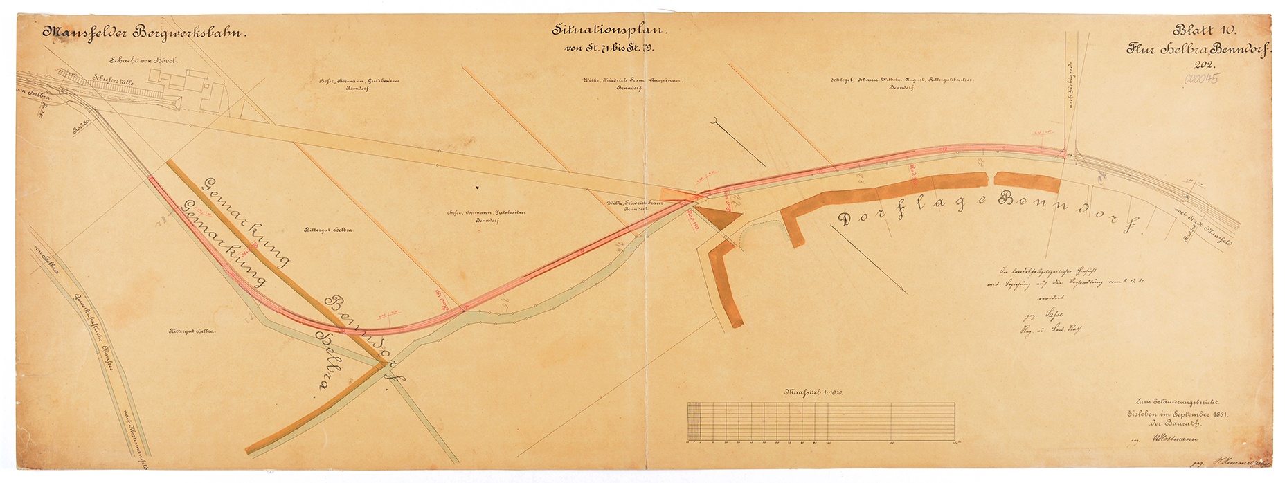 Mansfelder Bergwerksbahn. Situationsplan von St. 71 bis St. 79. (Mansfeld-Museum im Humboldt-Schloss CC BY-NC-SA)