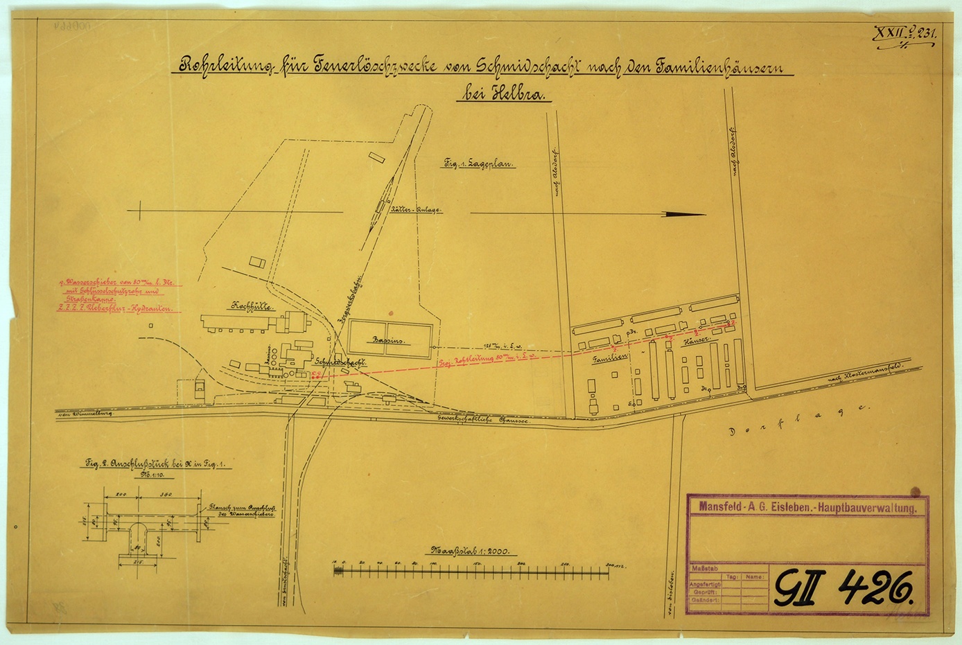 Rohrleitung für Feuerlöschzwecke von Schmidtschacht nach den Familienhäusern bei Helbra (Mansfeld-Museum im Humboldt-Schloss CC BY-NC-SA)