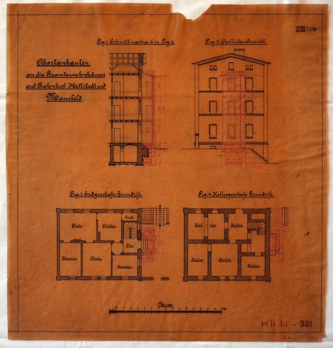 Abortanbauten an die Beamtenwohnhäuser auf Bahnhof Hettstedt und Mansfeld. (Mansfeld-Museum im Humboldt-Schloss CC BY-NC-SA)
