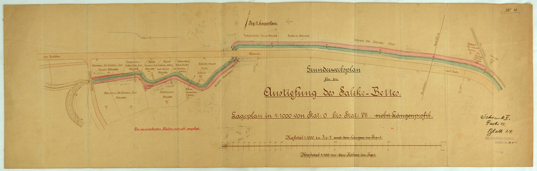 Grunderwerbsplan für die Austiefung des Salzkebettes (Mansfeld-Museum im Humboldt-Schloss CC BY-NC-SA)