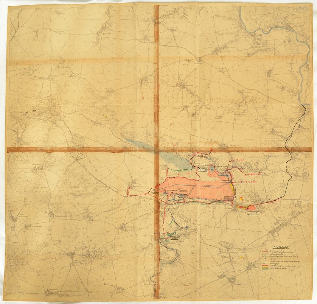 Topographische Karte des Gebietes um den ehemaligen Salzigen See , (Mansfeld-Museum im Humboldt-Schloss CC BY-NC-SA)