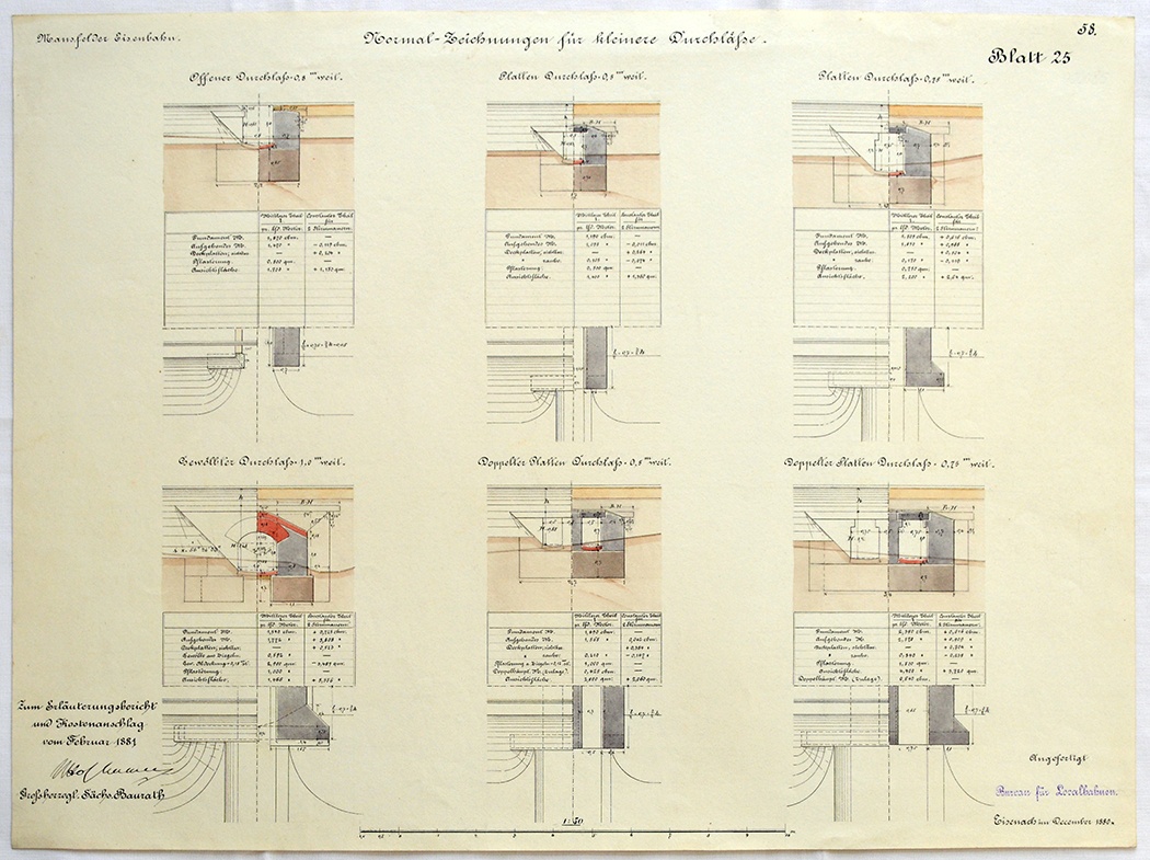 Mansfelder Bergwerksbahn. Normal-Zeichnungen für kleinere Durchlässe. Blatt 25. (Mansfeld-Museum im Humboldt-Schloss CC BY-NC-SA)