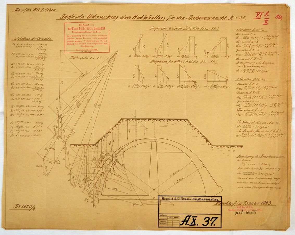 Graphische Untersuchung eines Hochbehälters für den Barbaraschacht (Mansfeld-Museum im Humboldt-Schloss CC BY-NC-SA)