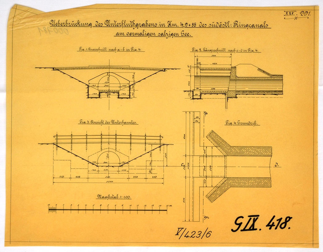 Überbrückung des Unterfluthgrabens in Km. 4,9 + 85 des südöstl: Ringcanals am vormaligen salzigen See (Mansfeld-Museum im Humboldt-Schloss CC BY-NC-SA)