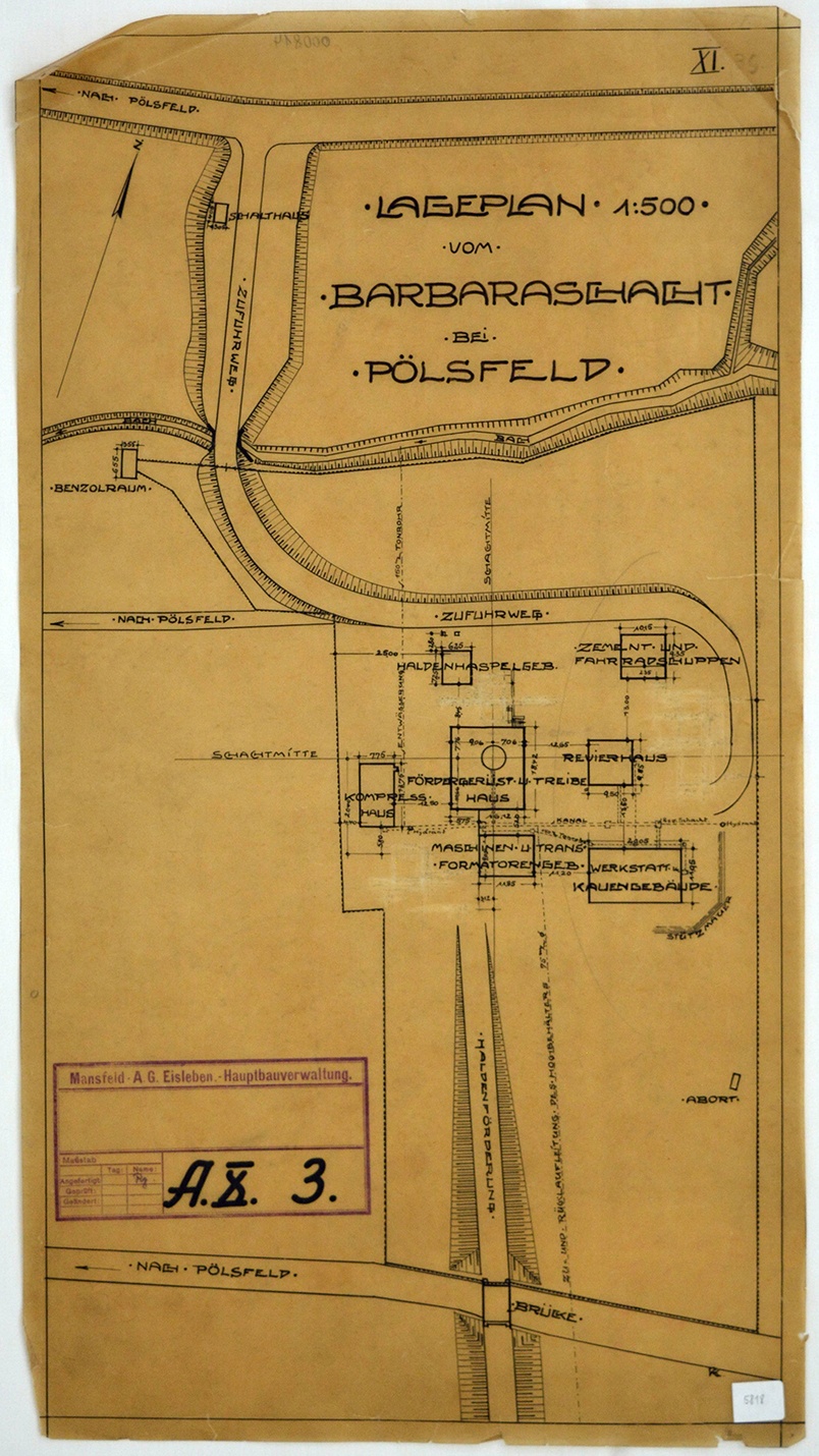Lageplan vom Barbaraschacht bei Pölsfeld (Mansfeld-Museum im Humboldt-Schloss CC BY-NC-SA)