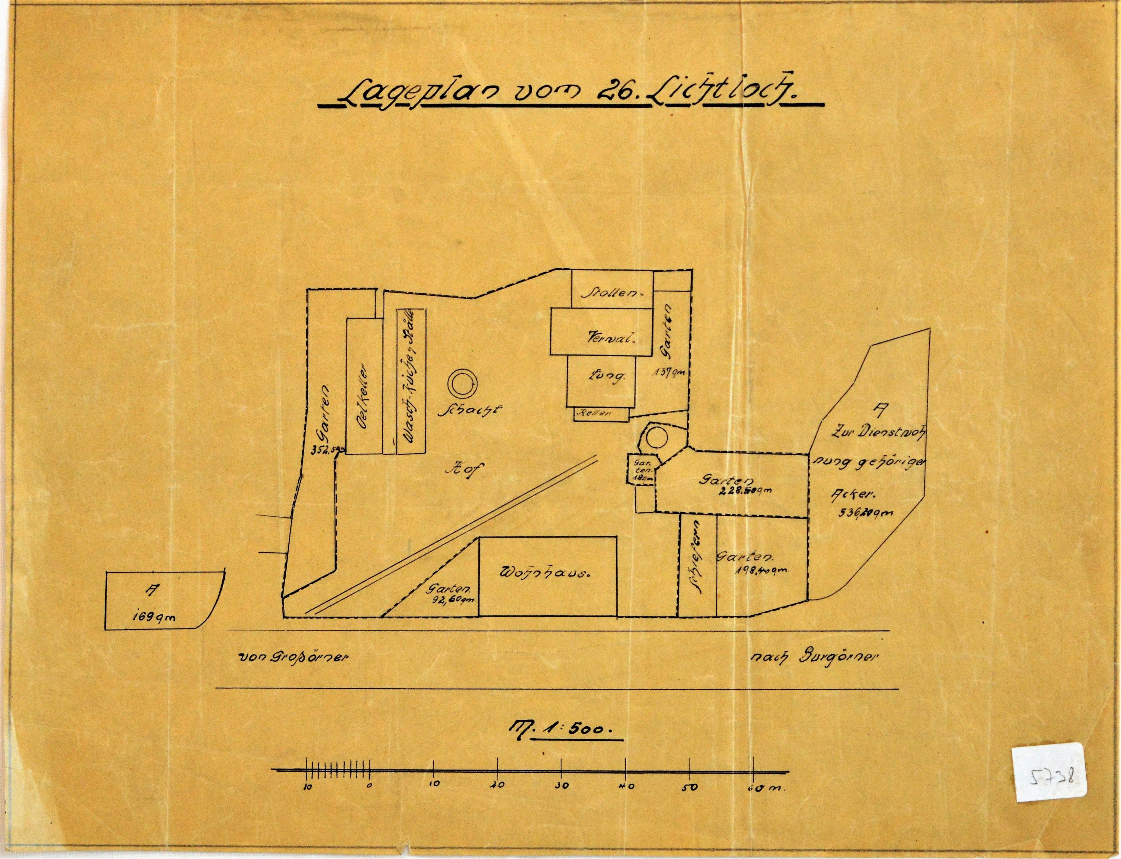 Lageplan vom 26. Lichtloch. (Mansfeld-Museum im Humboldt-Schloss CC BY-NC-SA)