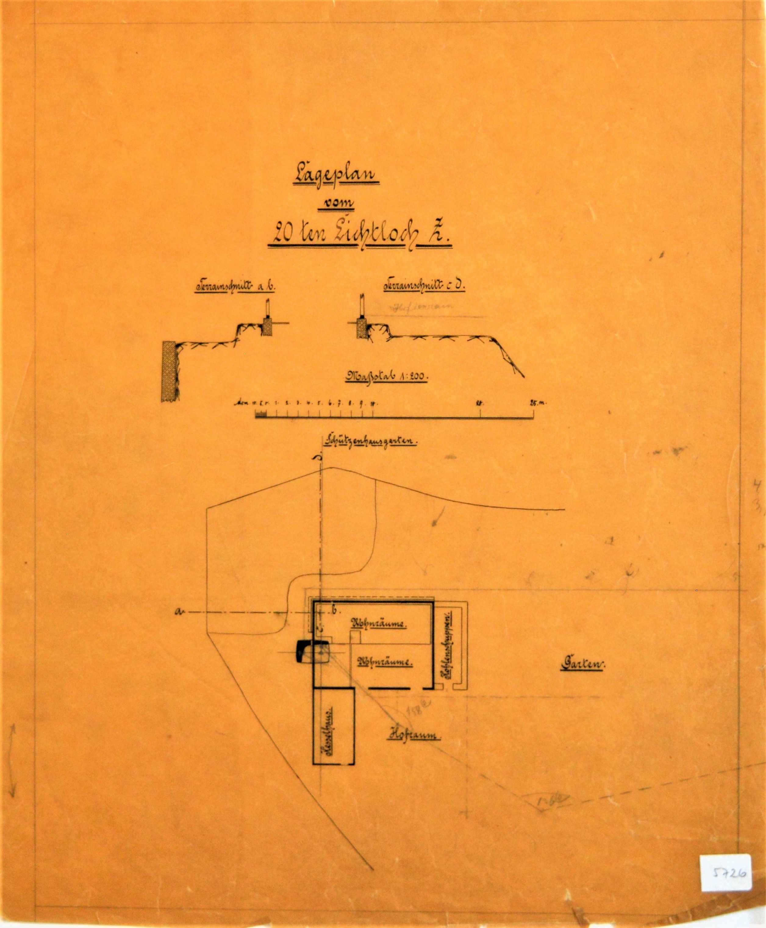 Lageplan vom 20 ten Lichtloch Z (Mansfeld-Museum im Humboldt-Schloss CC BY-NC-SA)
