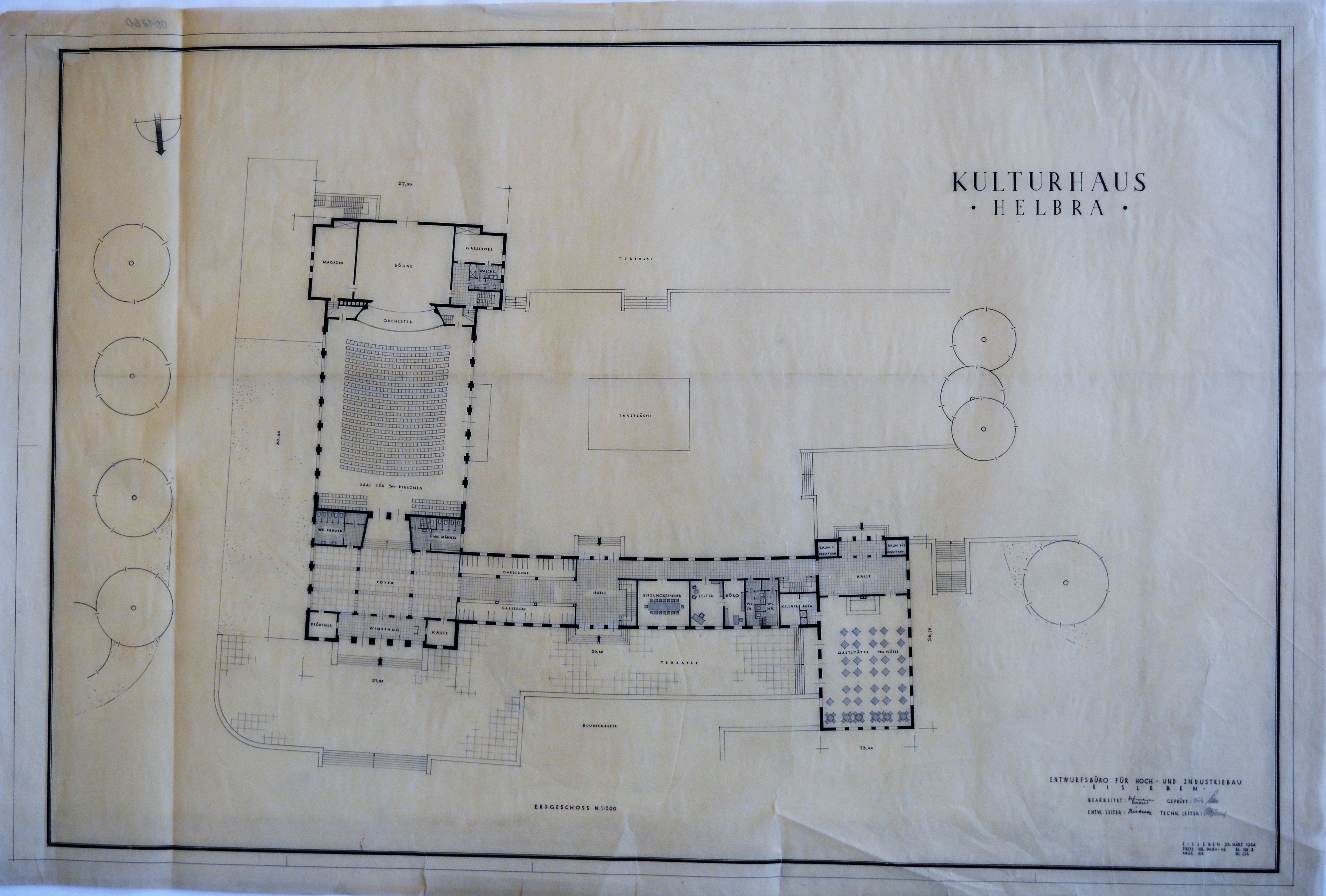 Kulturhaus Helbra Grundriss Erdgeschoss / Blatt Nr. 3 (Mansfeld-Museum im Humboldt-Schloss CC BY-NC-SA)