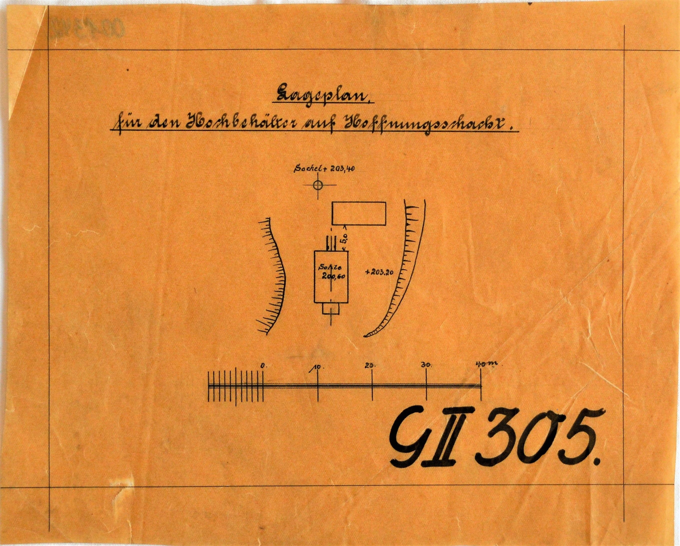 Lageplan für den Hochbehälter auf Hoffnungsschacht. (Mansfeld-Museum im Humboldt-Schloss CC BY-NC-SA)