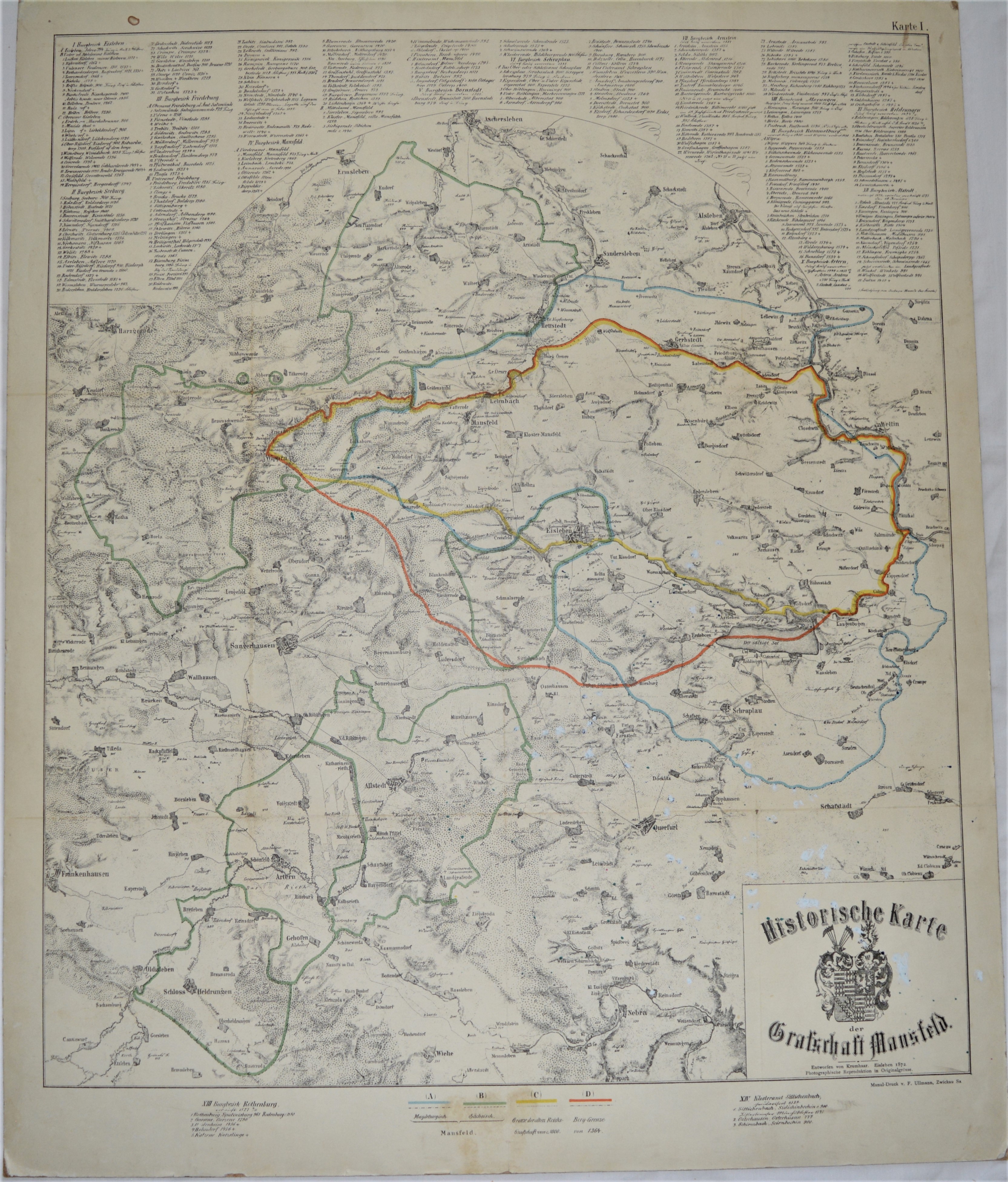 Historische Karte der Grafschaft Mansfeld Karte 1 (Mansfeld-Museum im Humboldt-Schloss CC BY-NC-SA)