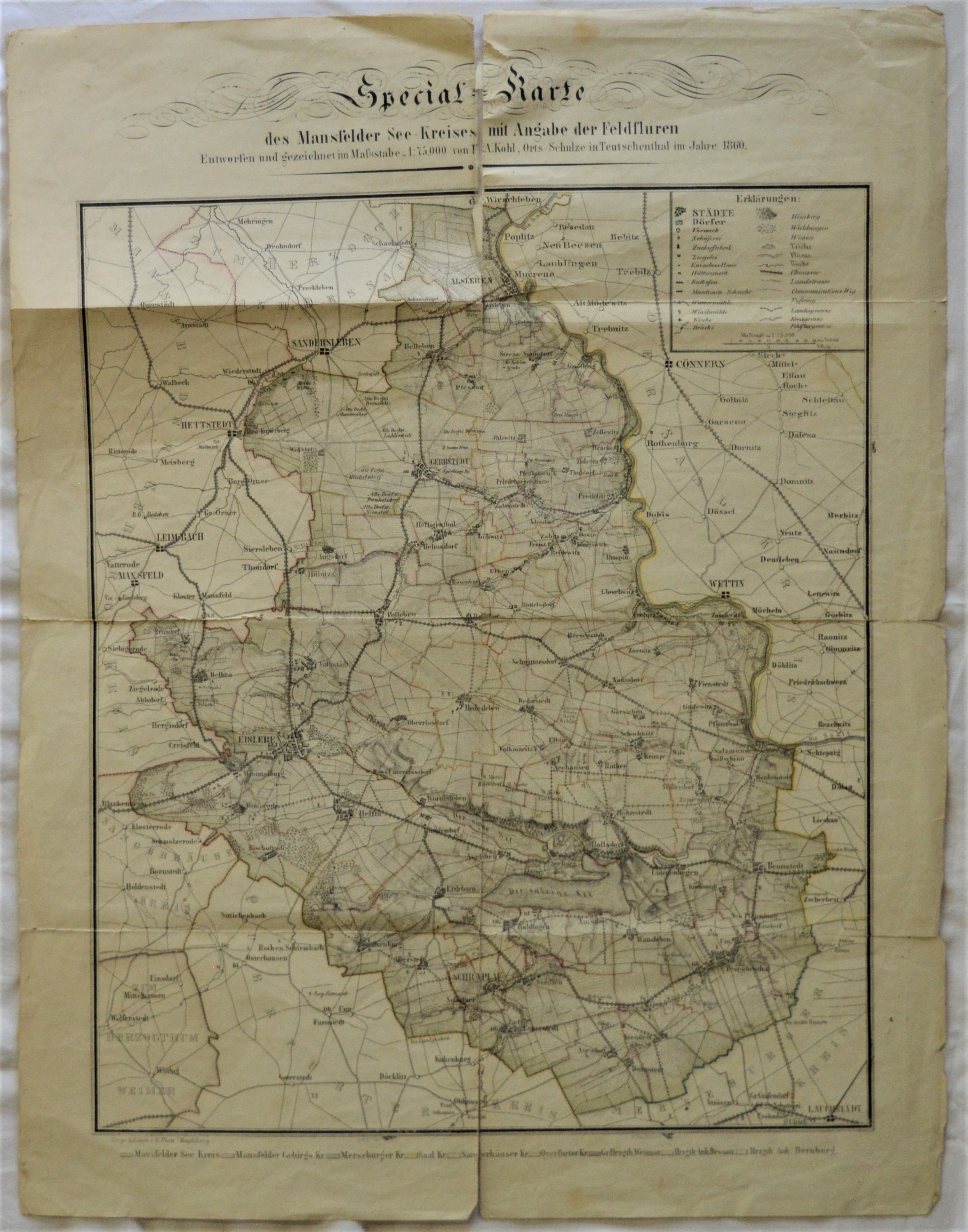 Spezial-Karte des Mansfelder See Kreises mit Angabe der Feldfluren (Mansfeld-Museum im Humboldt-Schloss CC BY-NC-SA)