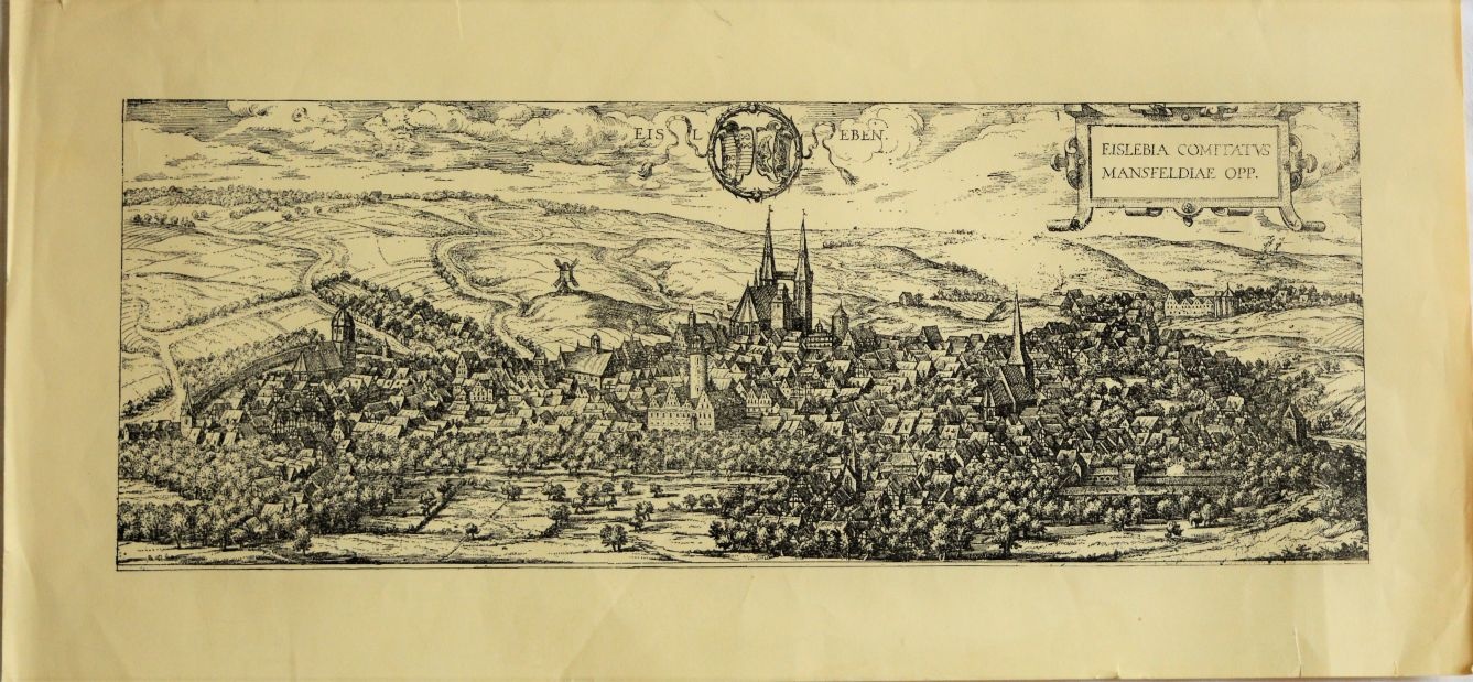 Stadtansicht Eisleben um 1580 (Mansfeld-Museum im Humboldt-Schloss CC BY-NC-SA)