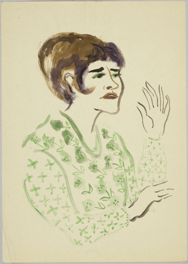 ohne Titel [Porträtstudie - Frau in grün geblümter Bluse] (VG Bild-Kunst Bonn 2019 RR-F)