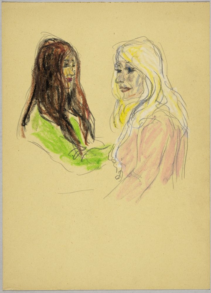 ohne Titel [Personenstudie - Zwei Frauen mit langen Haaren] (VG Bild-Kunst Bonn 2019 RR-F)