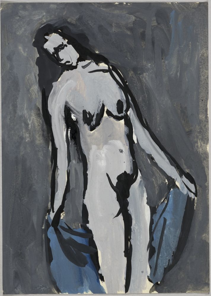 ohne Titel [Weiblicher Akt mit blauem Tuch] (VG Bild-Kunst Bonn 2019 RR-F)