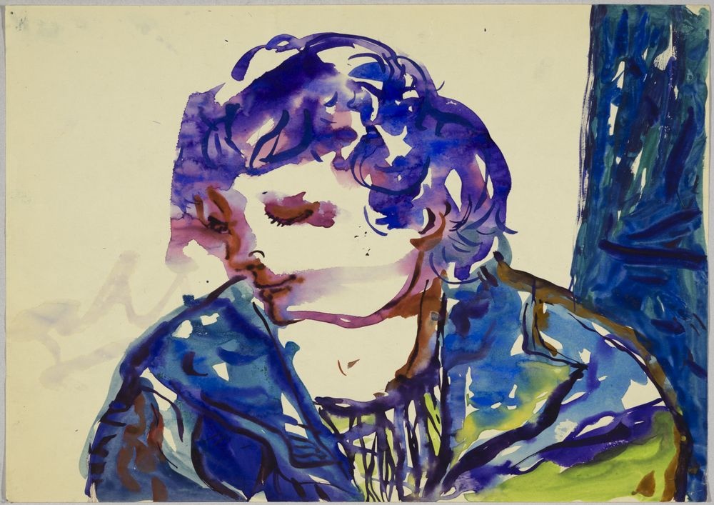 ohne Titel [Porträt einer jungen Frau mit Tuch] (VG Bild-Kunst Bonn 2019 RR-F)