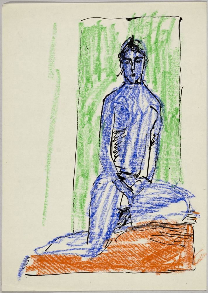 ohne Titel [Porträtstudie - Frau mit grünem Schal] (VG Bild-Kunst Bonn 2019 RR-F)