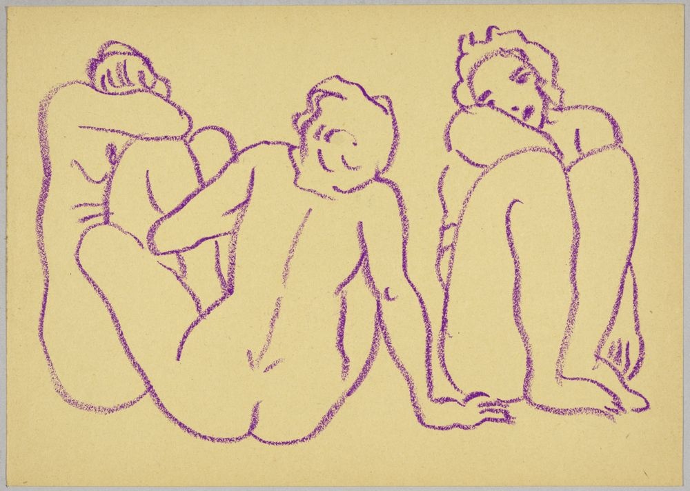 ohne Titel [Aktstudie - Zwei Frauen in violetter Kreide] (VG Bild-Kunst Bonn 2019 RR-F)