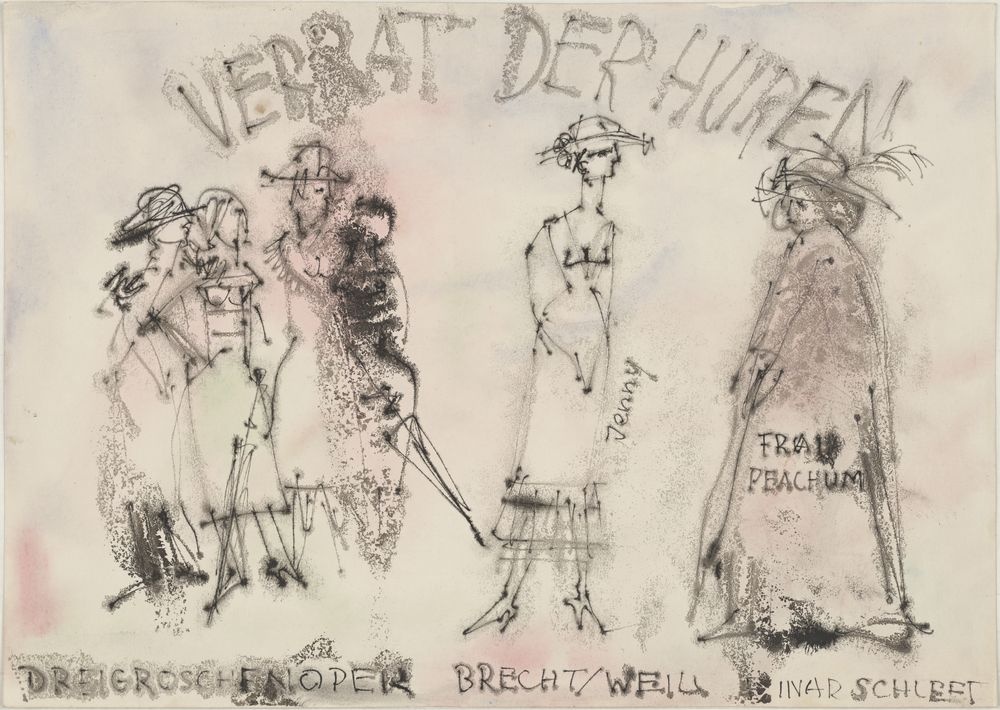 ohne Titel [Illustration zu "Die Dreigroschenoper" von Bertolt Brecht und Kurt Weil - "Verrat der Huren"] (VG Bild-Kunst Bonn 2019 RR-F)