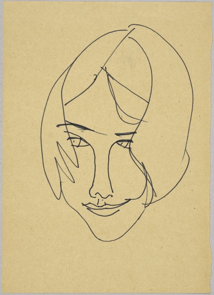 ohne Titel [Porträtstudie - Junge Frau mit halblangem Haar, Kopfbild] (VG Bild-Kunst Bonn 2019 RR-F)