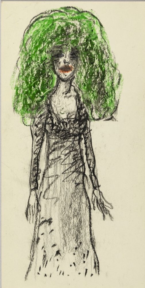 ohne Titel [Illustrative Studie - Frau mit grünem Haar] (VG Bild-Kunst Bonn 2019 RR-F)
