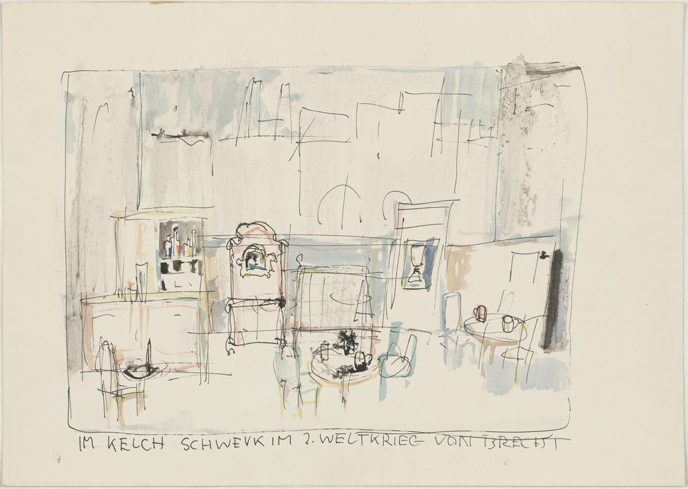 ohne Titel [Illustration zu "Schweyk im Zweiten Weltkrieg" von Bertolt Brecht -"Im Kelch"] (VG Bild-Kunst Bonn 2019 RR-F)