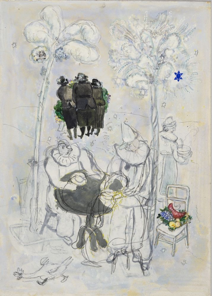 ohne Titel [Illustration - Harlekine und drei alte Damen] (VG Bild-Kunst Bonn 2019 RR-F)
