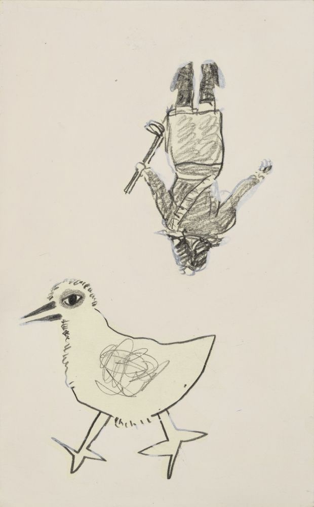 ohne Titel [Illustration - Soldatin und Vogel] (VG Bild-Kunst Bonn 2019 RR-F)