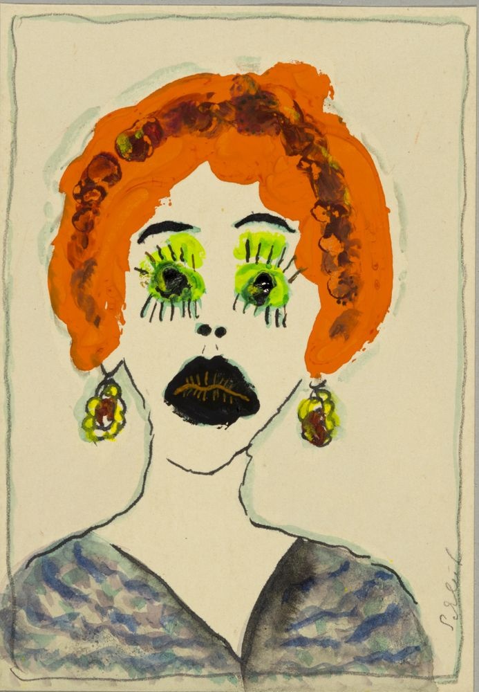 ohne Titel [Illustration - Frauenkopf mit grünen Augen] (VG Bild-Kunst Bonn 2019 RR-F)