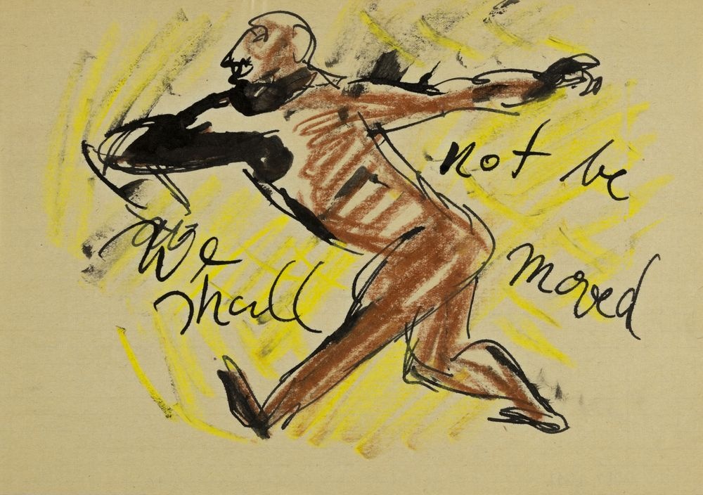 ohne Titel [Illustrative Studie - "We shall not be moved"] (VG Bild-Kunst Bonn 2019 RR-F)