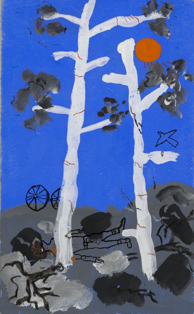 ohne Titel [Illustration zu "Trau nicht dem Septemberfrieden" von Victor Smirnow - Bäume] (VG Bild-Kunst Bonn 2019 RR-F)