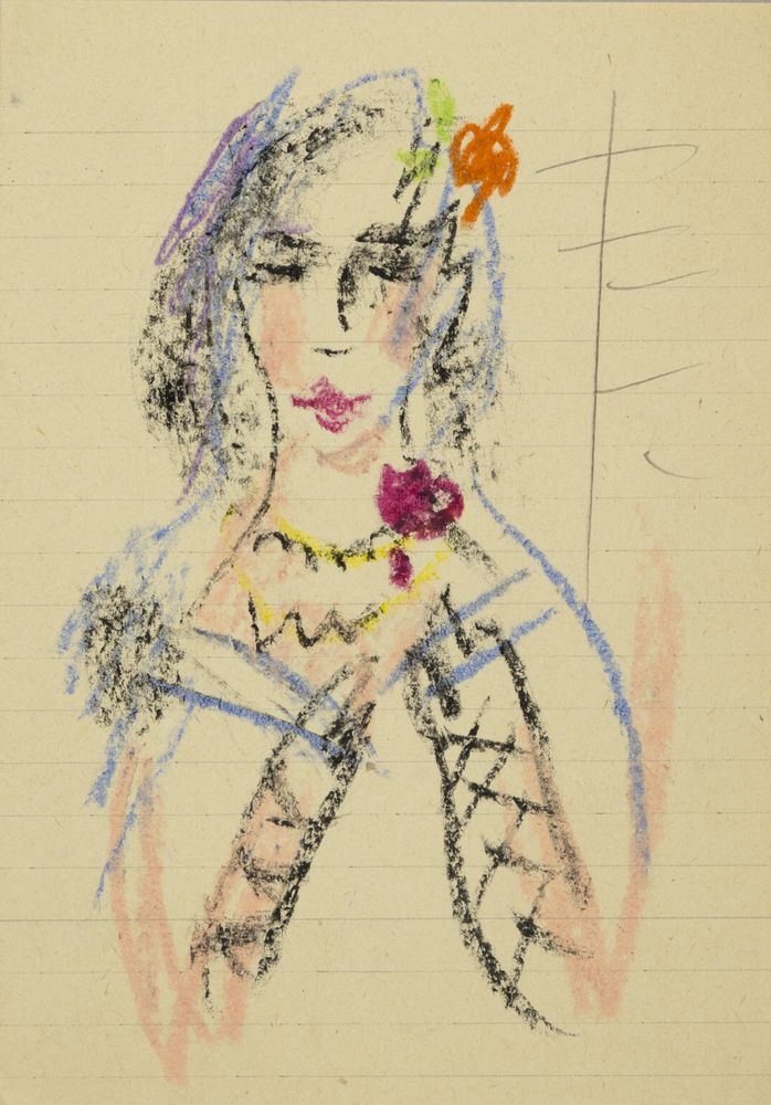 ohne Titel [Illustration - Mädchen mit Blume im Haar] (VG Bild-Kunst Bonn 2019 RR-F)