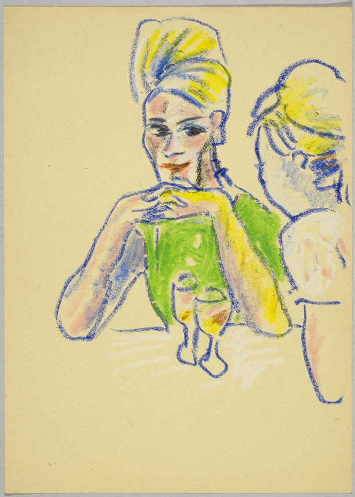 ohne Titel [Kneipenstudie - Frau in grünem Kleid] (VG Bild-Kunst Bonn 2019 RR-F)