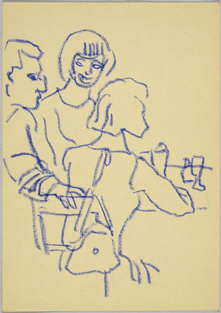 ohne Titel [Kneipenstudie - Frau mit Handtasche] (VG Bild-Kunst Bonn 2019 RR-F)