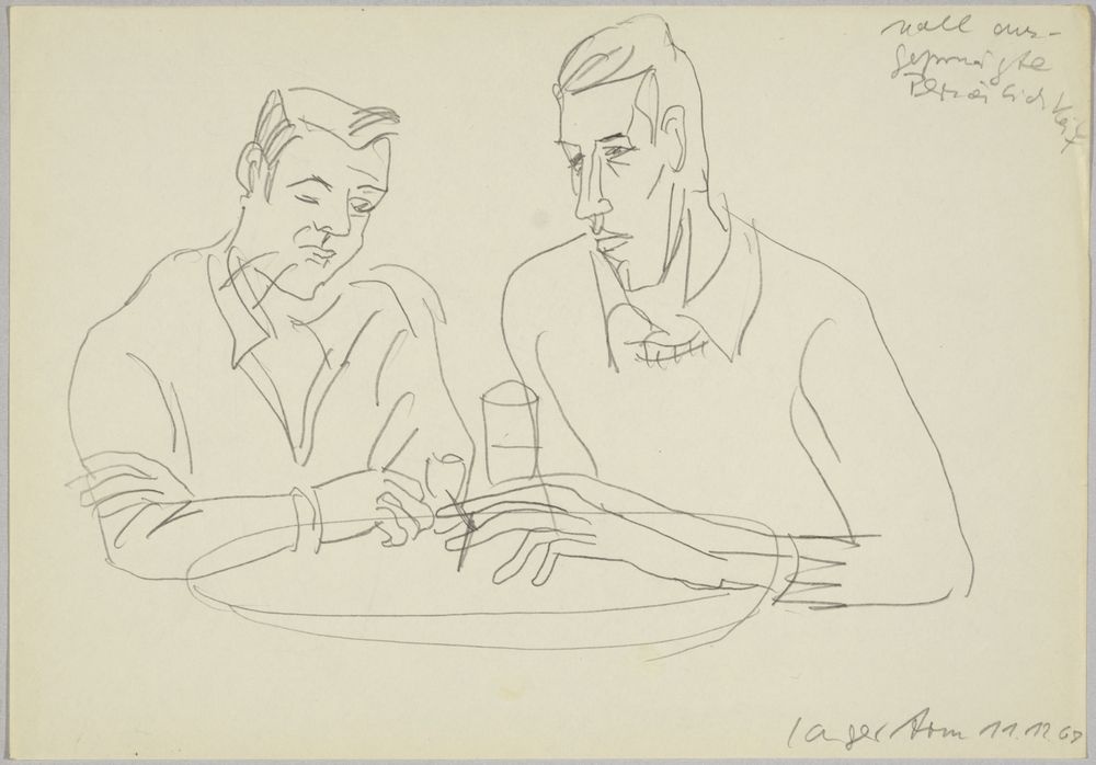 ohne Titel [Kneipenstudie "Langer Arm" - Zwei Männer am Tisch] (VG Bild-Kunst Bonn 2019 RR-F)