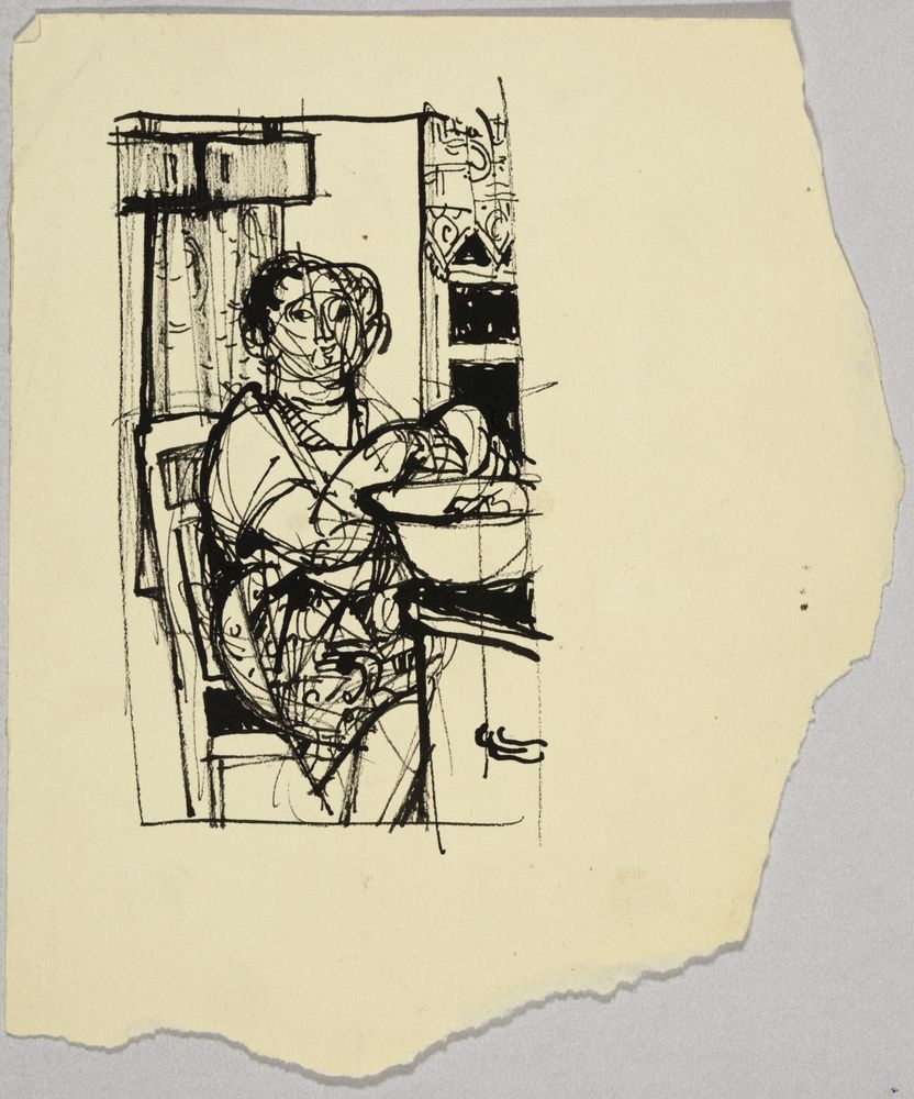 ohne Titel [Ältere Frau bei der Küchenarbeit] (VG Bild-Kunst Bonn 2019 RR-F)