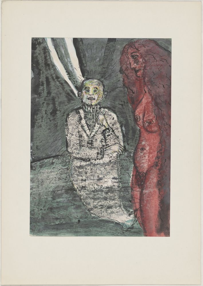 ohne Titel [Illustration - Rote Frau mit Mann] (VG Bild-Kunst Bonn 2019 RR-F)