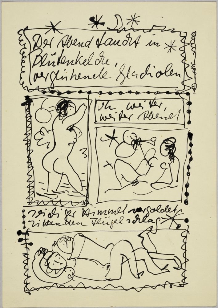 ohne Titel [Illustration zu "Daphnis und Chloe" von Longos, Textbild] (VG Bild-Kunst Bonn 2019 RR-F)
